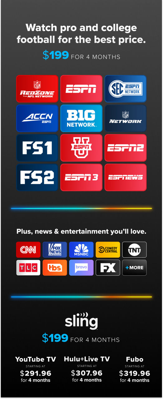 Watch Live NCAA College Football Games with Sling TV